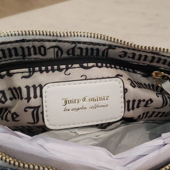 Juicy Couture NWT Blue/ White Status Denim Shoulder Bag 10.5" W × 5.5" H - Picture 3 of 6